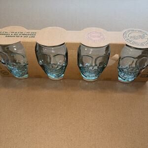 Vidreos San Miguel Skull Theme 4 Drinking Glasses 15.2oz Halloween 100% Recycled